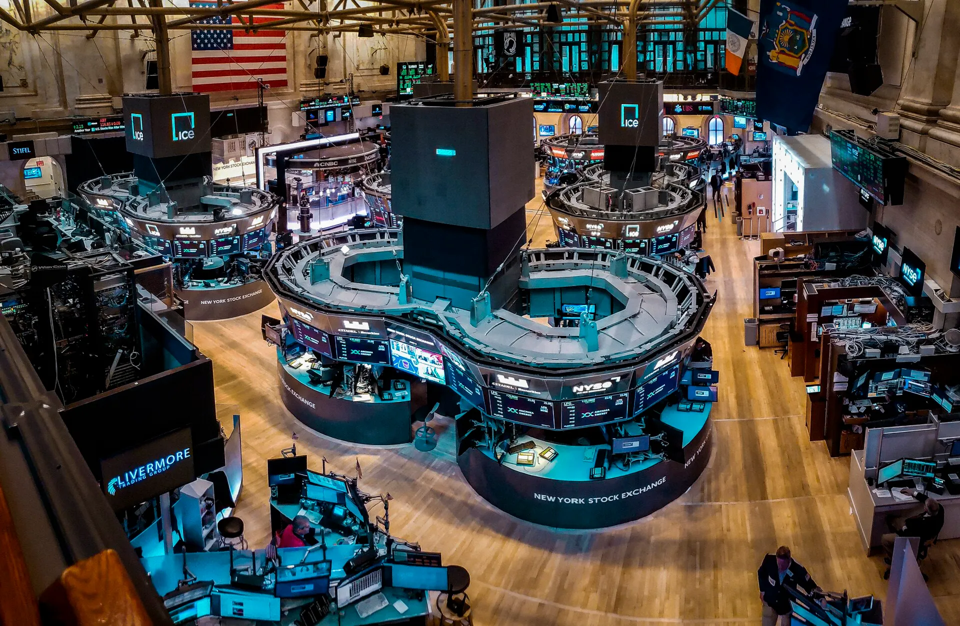Wall Street stock exchange trading floor